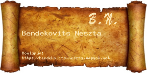 Bendekovits Neszta névjegykártya